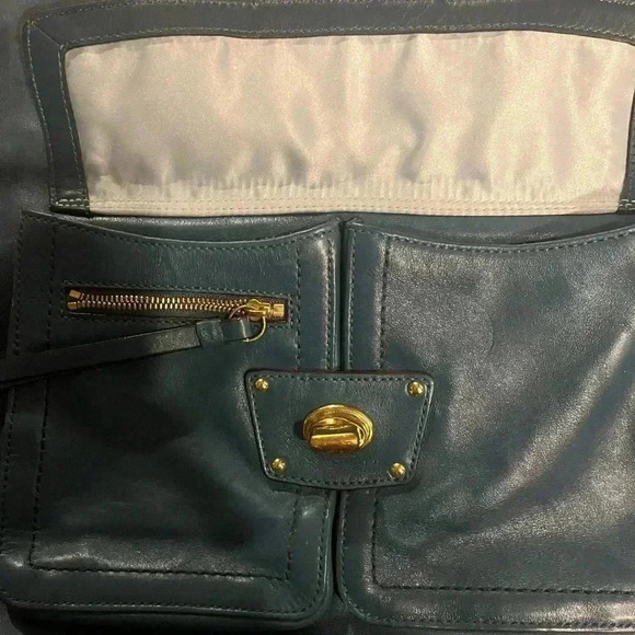 Coach Lindsay Hampton Teal Blue Hobo Bag with Golden Tone Hardware - Picture 4 of 12